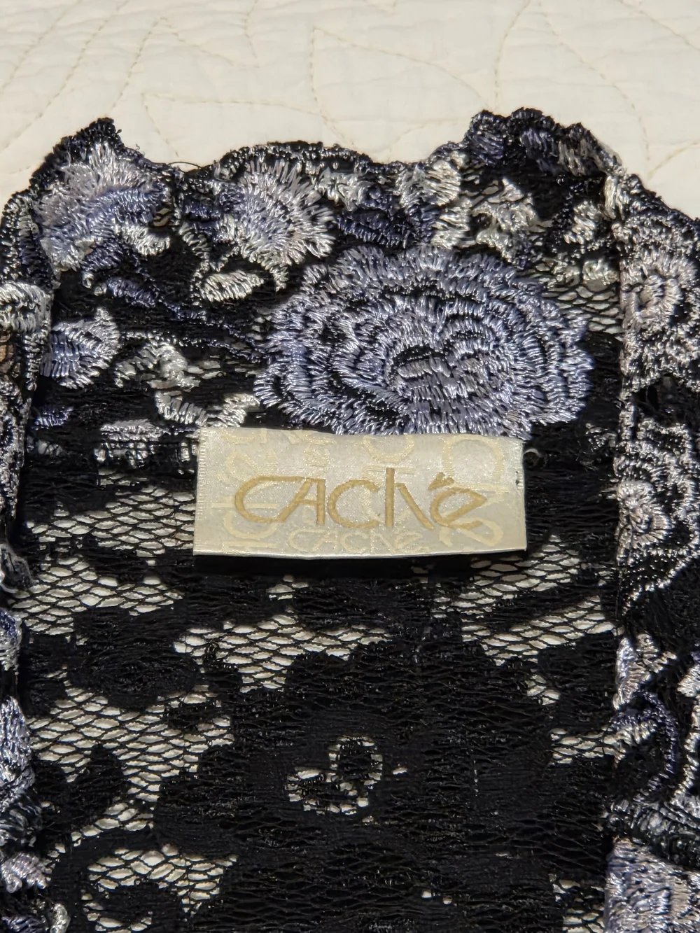 Black Lace Floral Embroidered Blouse - Picture 5 of 5
